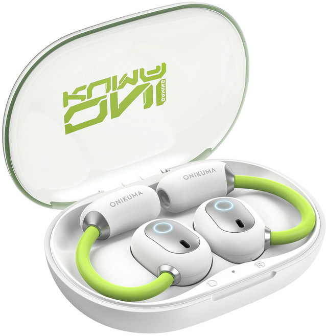 ONIKUMA 무선 스포츠 블루투스 이어폰 귀걸이형 오픈형 방수 3D 입체음향 노이즈캔슬링 자동 연결, 화이트, T25