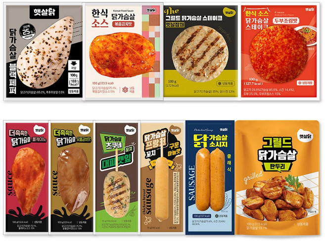 햇살닭 닭가슴살 올인원 패키지 10종, 20개, 100g