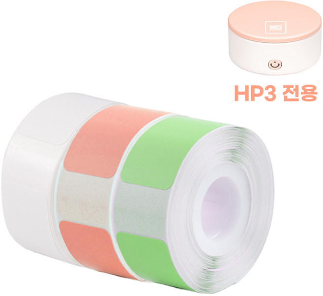 위오 HP3 전용 라벨지 14x40mm 3팩 세트, 혼합(화.핑.그)