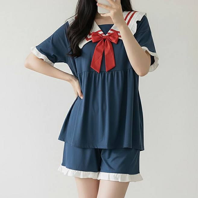 쪼꼬마미 도로시 세일러 리본 잠옷 파자마 세트 원피스 반팔 긴팔 여자 여름 홈웨어 우정템