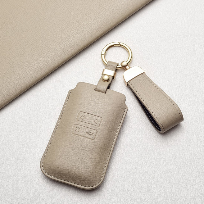 르노삼성 키케이스 QM6 SM6 XM3 아르카나 전용 1:1 호환 가죽 스웨이드 프리미엄 키홀더 방탄 고급감, 르노 Ab 타입, 회갈색