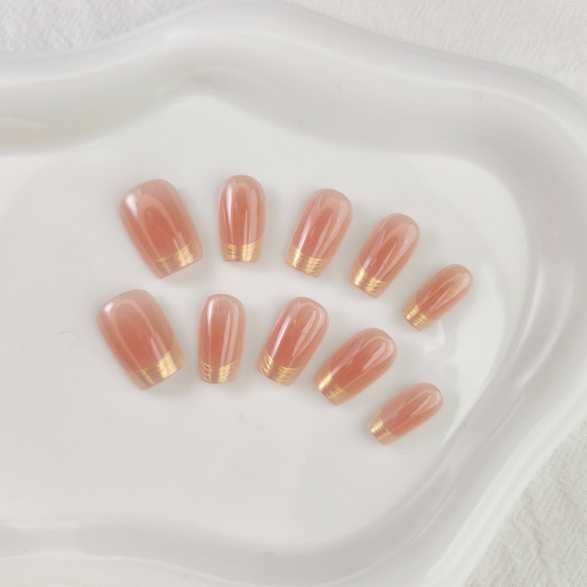 천안각 [초특가] 골드 그라데이션 수작업 붙이는 네일팁 수제 인조손톱, 1개, 그라데이션 A - XS