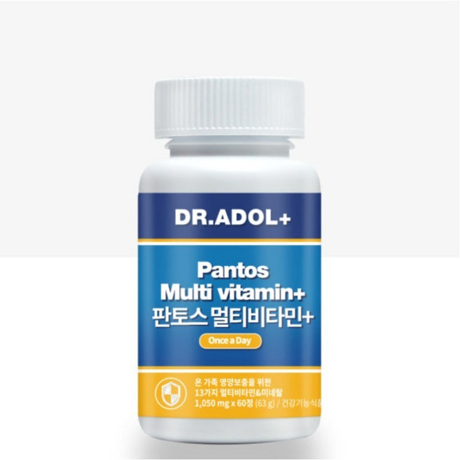 닥터아돌 멀티비타민+ 1050mg x 60정 Dr.Adol+ 남성 여성 종합비타민 I 닥터아돌 종합 비타민 선물 증정 추천, 3박스