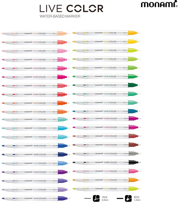 모나미 라이브칼라 수성펜 1타스 12입 - 문구코너, 그레이