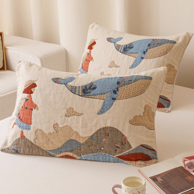 톡톡한 거즈 전면 순면 베개커버 2개 세트