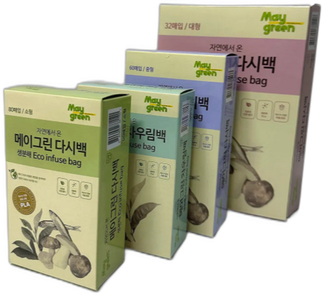 메이그린 생분해 다시백 차우림백 4종 우림백 국물팩 멸치망 거름망 녹차 한약 약재 차, 다시백(대) 32매, 1개