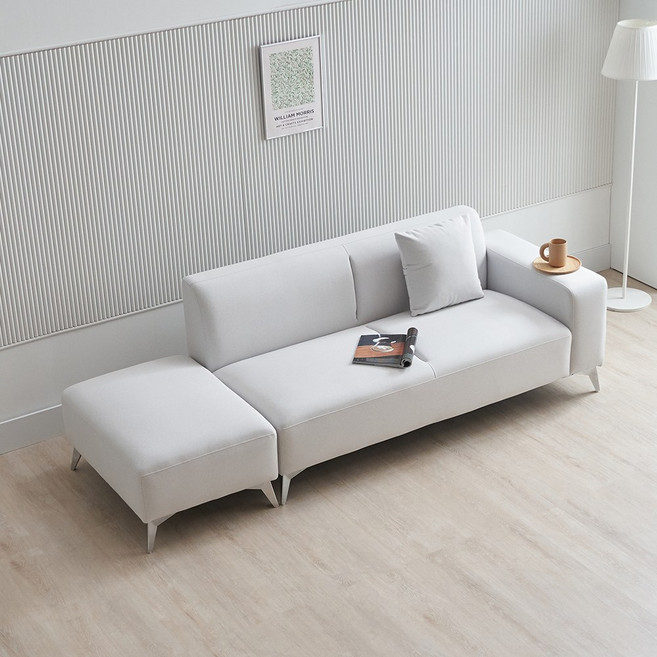 [추가즉시할인] 에보니아 루이 아쿠아텍스 2인용소파+스툴 (3인쇼파 겸용), 그레이_좌형