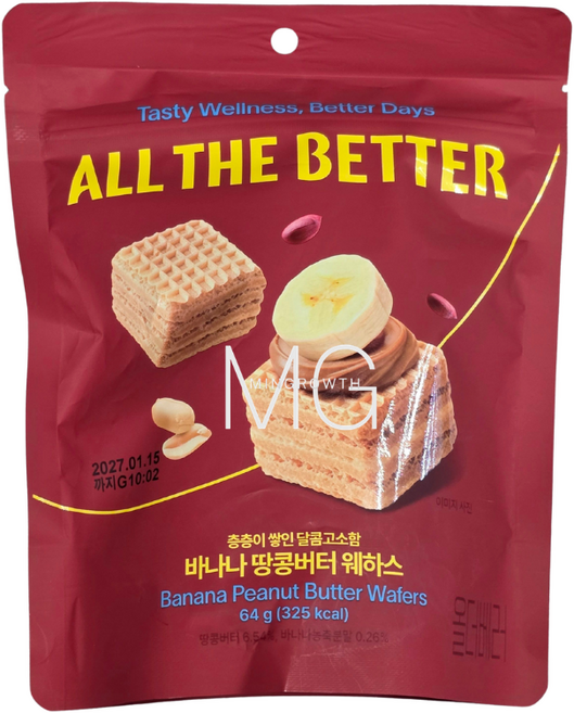 올더베러 바나나 땅콩버터 웨하스, 4개, 64g