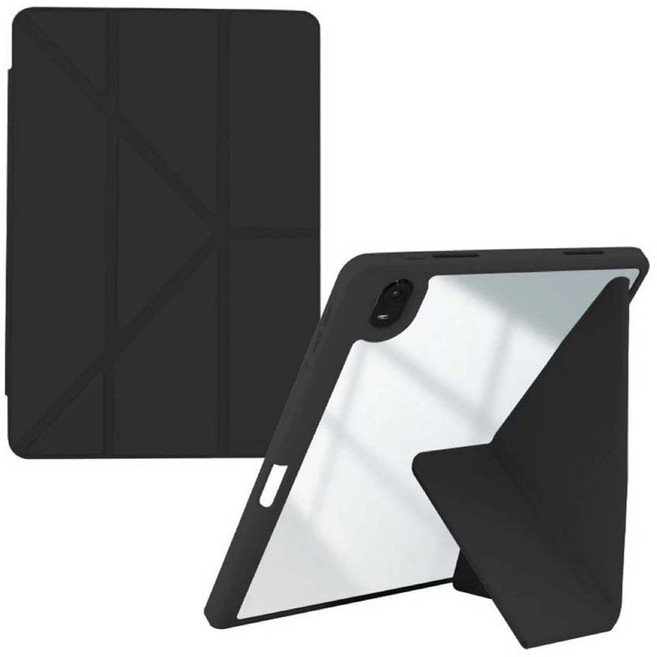 山水之寶 平板保護殼 三角折+Y折二合一 內置筆槽, 黑色, 1個, Galaxy Tab S10+/S9+/S9FE+ 12.4吋