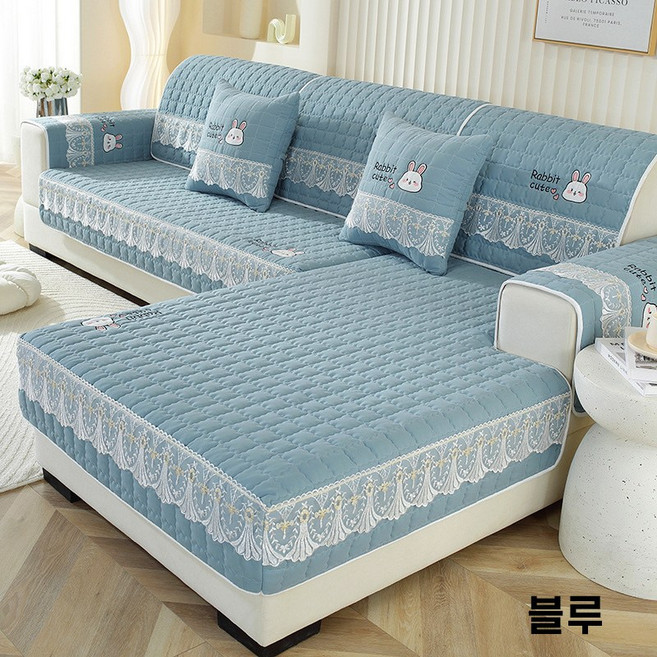 Izeriel 소파 패드 소파 커버 자수 패브릭 다용도 범용 소파패드 두꺼운 논슬립 방지 디자인 심플하고 세련된 모던 소파커버