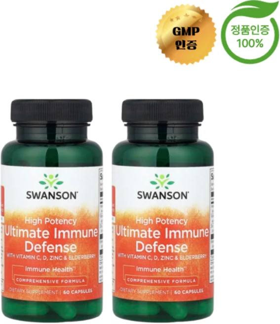 Swanson 엘더베리 추출 150mg 아연 비타민 C 함유 Elderberry Zinc & Vitamin C, 60정, 2개 - 쿠팡