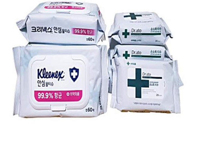 닥터아토 손소독티슈 크리넥스 안심물티슈 온가족세트