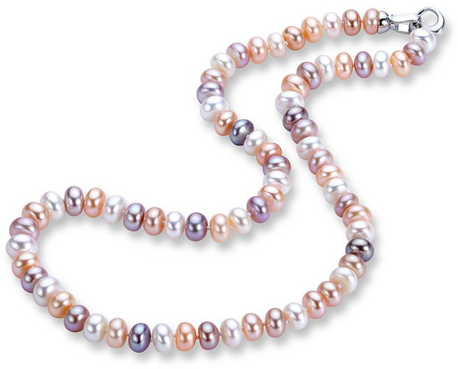 높은 체인 선물 비즈 컬러 여성을위한 광택 실버 목걸이 우정 순은 보석 커플 멀티 925스털링실버 천연 진주 담수 925 기념 걸쇠 스털링 특별한