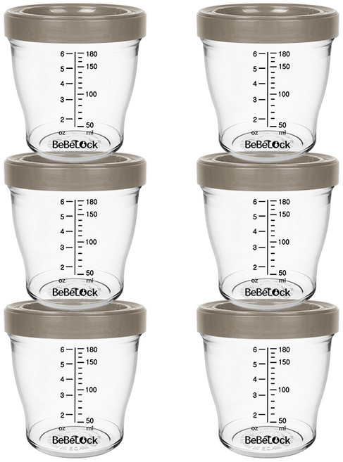 베베락 아이와 트라이탄 이유식용기 180ml (3+3개입), 1세트, 아이와 트라이탄 180ml(초코3P+초코3P), 1ml