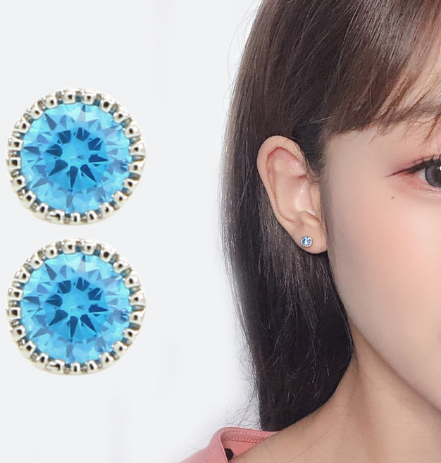 미다미 [2P세트] 오션서클 5mm 큐빅 피어싱