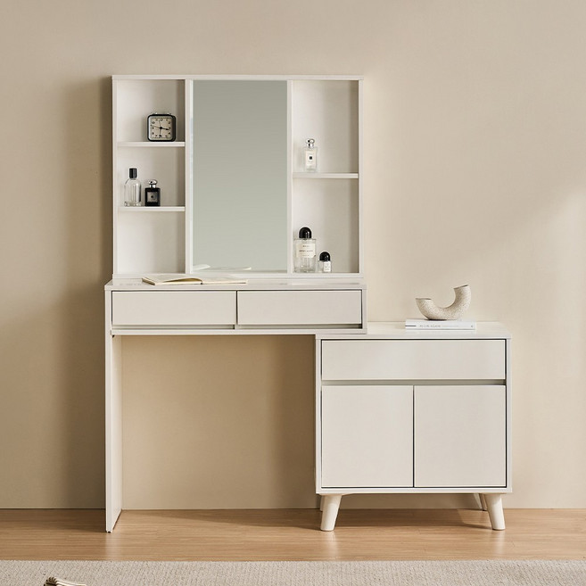파로마 이즈 디노 800 확장형 서랍 수납 화장대, 화이트