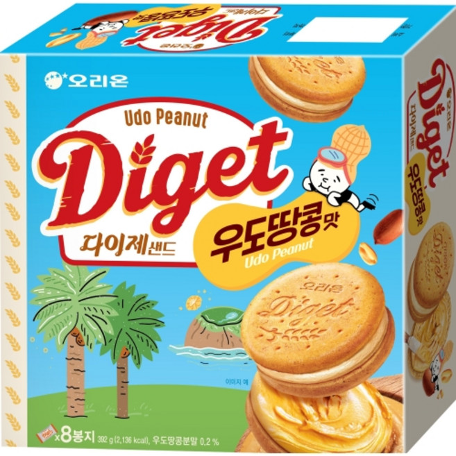 오리온 다이제샌드 우도땅콩, 392g, 3개
