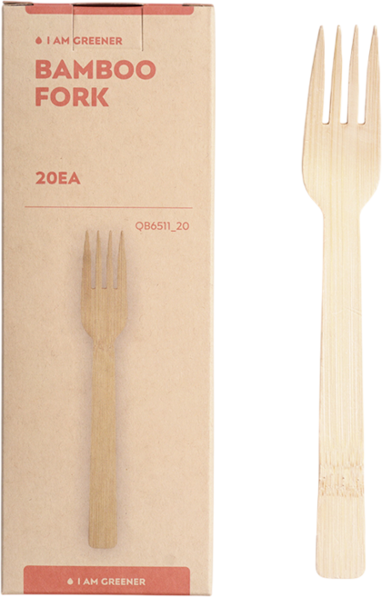 아이엠그리너 친환경 일회용 대나무 포크 소량 박스, 1개, 20개입