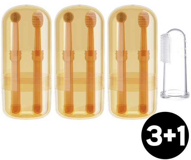 딜메이트 강아지 고양이 칫솔 손가락 소형 실리콘 소형견 3+1, DM19, 4개