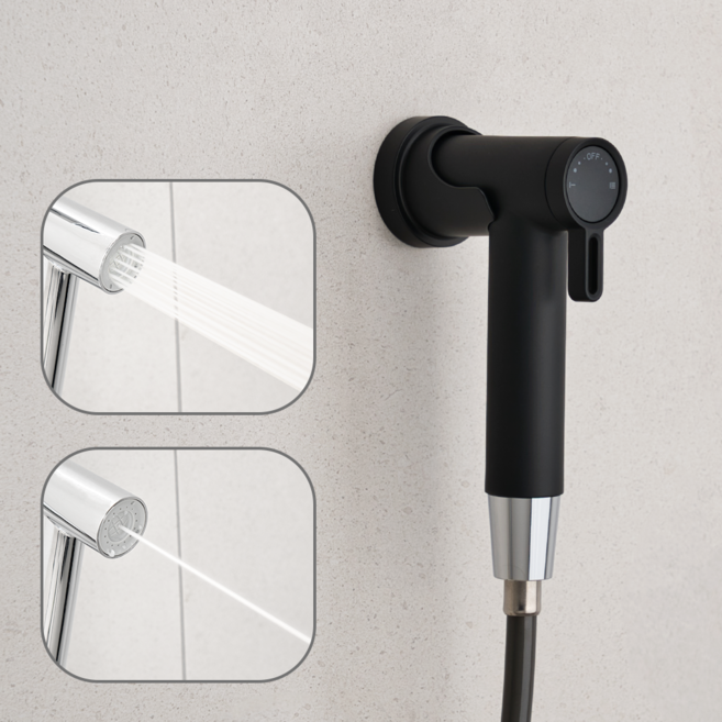 마그네틱 고수압 2Way 욕실 스프레이건 무타공 자석거치 화장실 청소건 베란다 스프링호스3M+티밸브 세트, 옵션2. 블랙 세트, 1세트