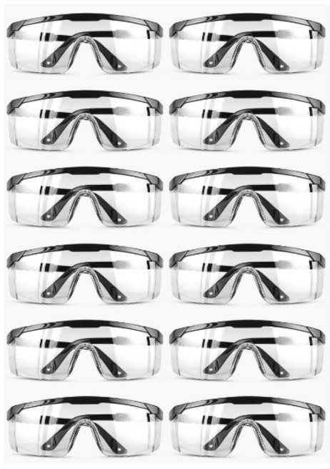 작업안경 투명 보안경 산업 안전 고글 눈보호 스크래치 방지 산업용 RM004004, 혼합색상, 12개
