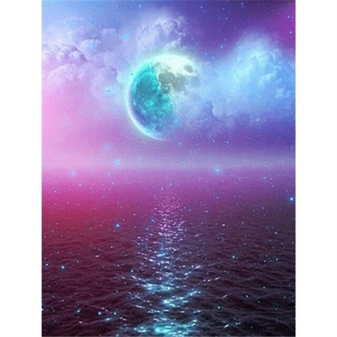 보석십자수 우주와 오로라 펼쳐진 신비로운 밤하늘 몽환적 분위기 연출 장식 소품, 1세트, 50x40cm