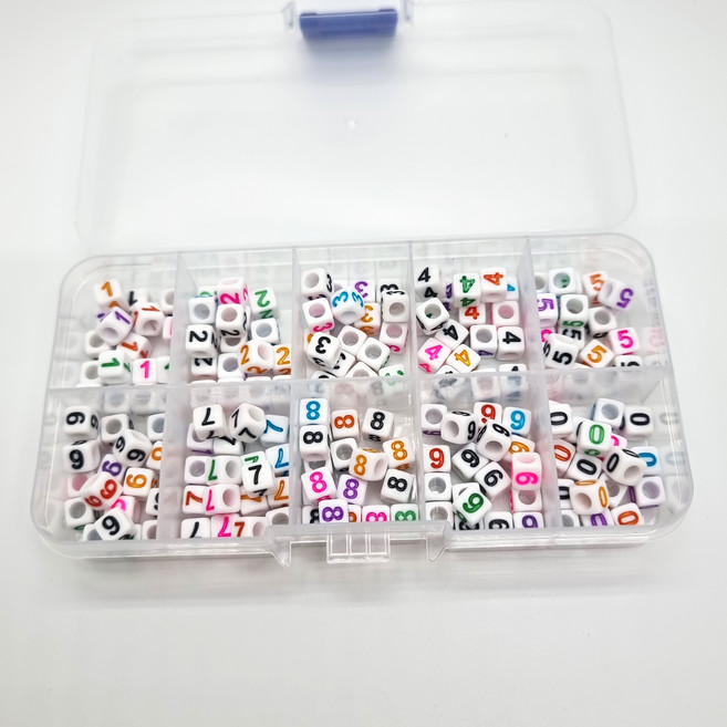 [알파벳비즈세트 이니셜비즈세트 비즈세트] 알파벳비즈 이니셜비즈 원형비즈 사각비즈 큐브비즈 혼합비즈세트 비즈세트, 큐브-숫자