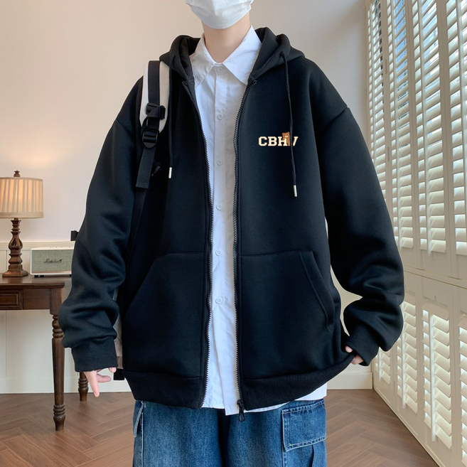CBHV 남녀공용 오버핏 스타일 후드티 루즈핏 후드집업 클래식 넓은 핏 아우터