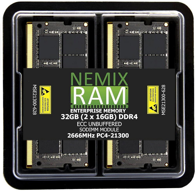 32GB 2X16GB DDR4 2666MHZ PC4-21300 2Rx8 1.2V CL19 260핀 ECC 언버퍼드 SODIMM 키트 NEMIX RAM Synology NAS D, 32GB - 2X16GB DDR4 2666MHZ ECC