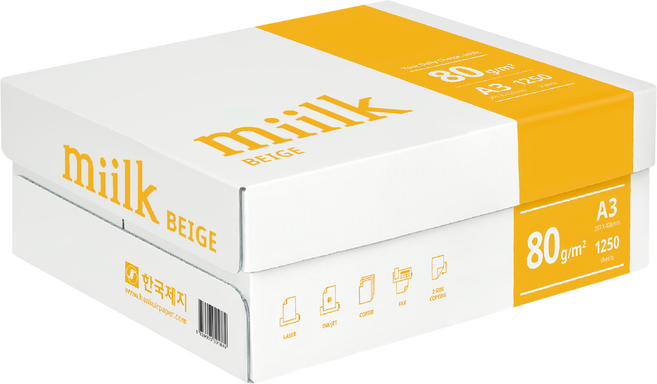 한국제지 밀크 베이지 복사용지, A3, 1250개