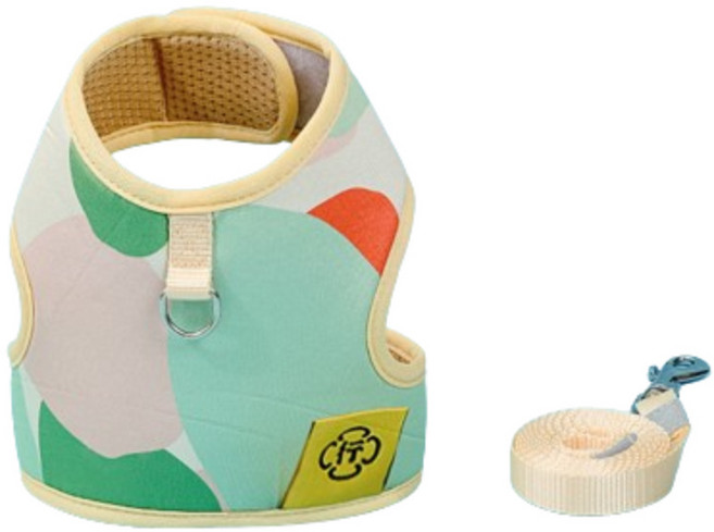 루디모어 반려동물 조끼형 하네스 + 리드줄 세트, 카키, 1개