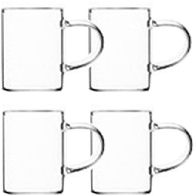 레인술잔 내열유리 미니 손잡이 소주잔, 4개, 투명