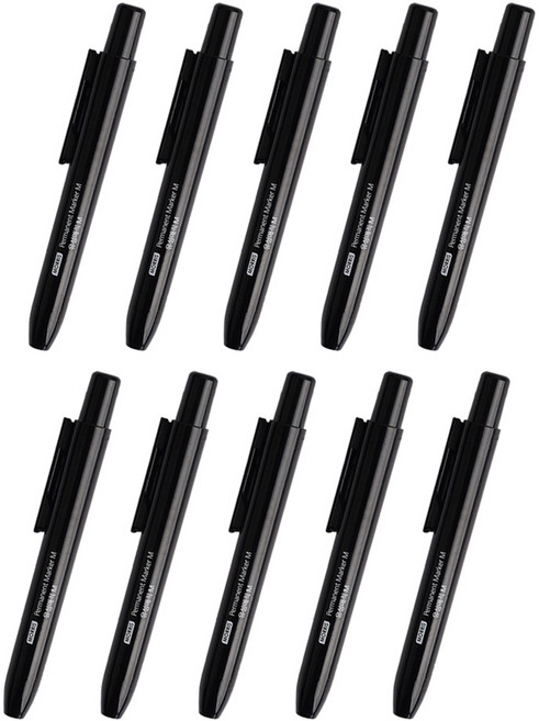 뽀너스 노크식 똑딱 유성매직 10개세트 3color, 블랙세트