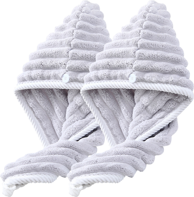 지세 드라이 헤어타월 63 x 43 cm, 1세트, 그레이 2개입