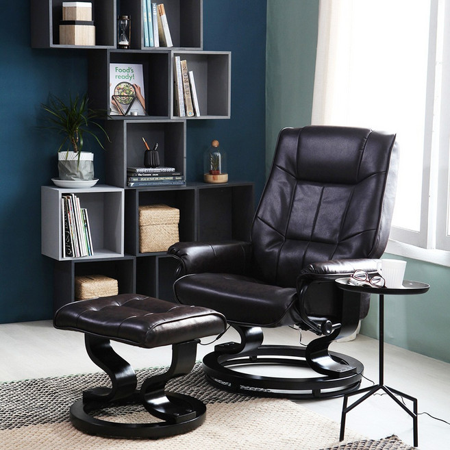 베스트리빙 8502 전동 안마 리클라이너 체어 다크브라운 1인용 회전 의자 발받침 포함/수유의자/독서의자/ 4colors, 블랙, 1개