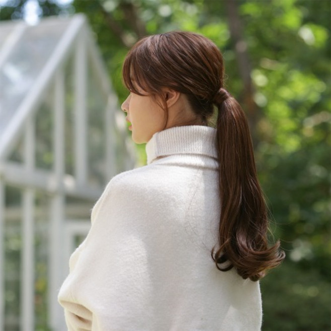픽앤웨어 여성 묶음머리 포니테일 부분 패션 와이어 가발 루즈웨이브 컬, 내츄럴브라운, 1개