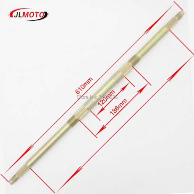 610mm M8 3 휠 허브 리어 액슬 어셈블리 428 #37T 스프로킷 160mm 디스크 브레이크 UCP204 베어링 DIY ATV