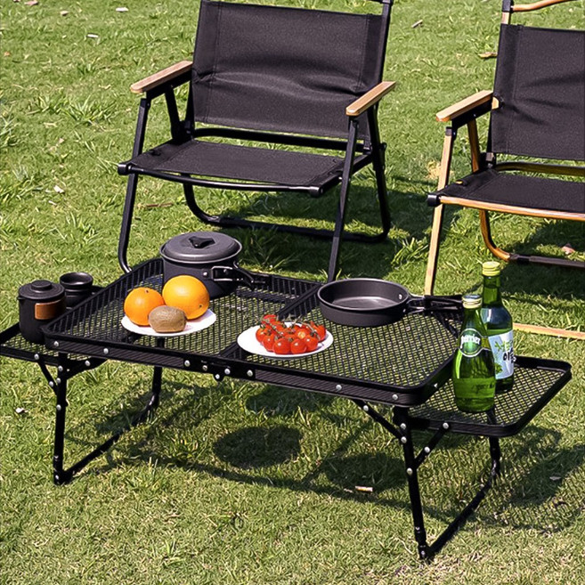 원쿡 경량 아이언 메쉬 접이식 캠핑 테이블 휴대용 캠핑용 야외 식탁 매쉬 블랙 1개