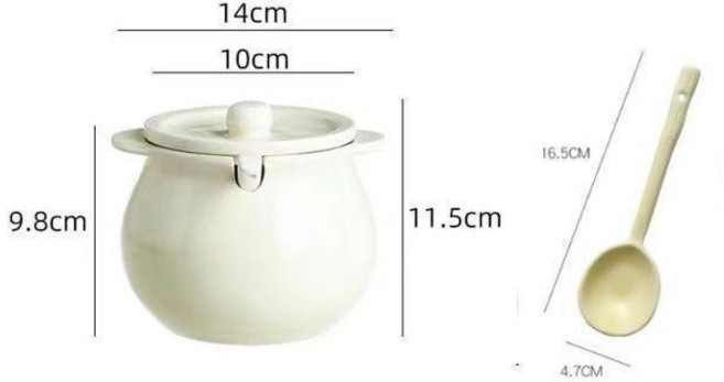 無品牌 陶瓷耐高溫豬油罐帶蓋專用儲油罐子廚房家用裝油, 1個, 奶油色瑕疵款,豬油罐帶蓋帶勺 1400毫陞