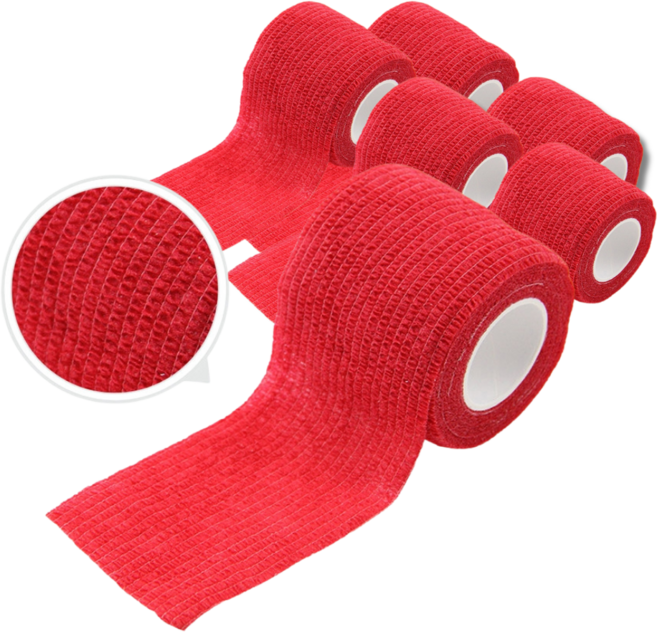 샤카스포츠 자가점착 밴드 레드 / 5cmx4.5m, 1세트, 6개입