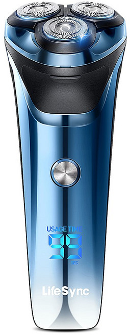 LifeSync FK373 남자 전기면도기 3헤드 생활방수 건식 습식 면도 트리머 포함 남성 선물 추천, 블루