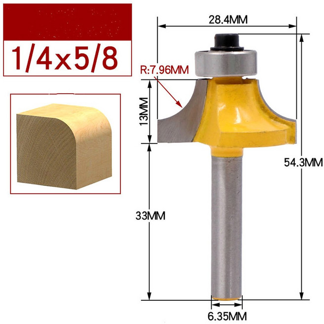 라우터 비트 세트 베어링 밀링 커터 목공 텅스텐 카바이드 CNC 엔드 밀 카버 코너 라운드 오버 우드 엣지 6 35mm, 04 No.4 5X8