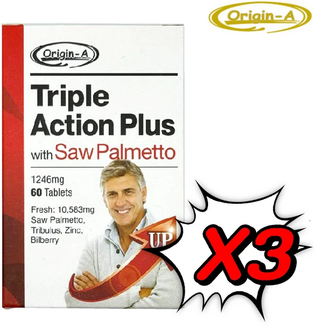 오리진에이 호주 트리플 액션 플러스 with 쏘팔메토 60 캡슐 x3 은행잎 남가새 쏘팔매토 건강 영양제, 60정 - 쿠팡