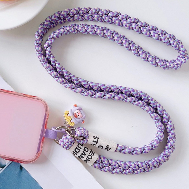 허니코코 튼튼한 로프줄 핸드폰 스트랩 (전 기종 호환 가능), 1개, 믹스퍼플