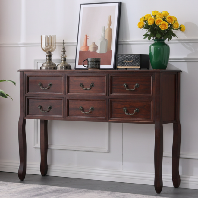 모노그레인 콘솔 원목테이블 수납 서랍장 장식 현관입구, C.다크브라운 대형