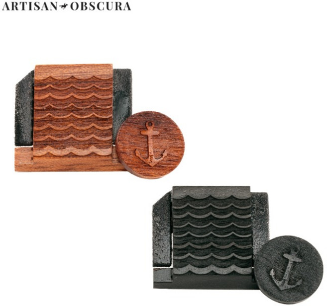 [Artisan Obscura] 원목 소프트버튼+핫슈커버 Set Anchor+Waves (닻+파도오목) 혈목 or 흑단, Bloodwood (혈목), 1개