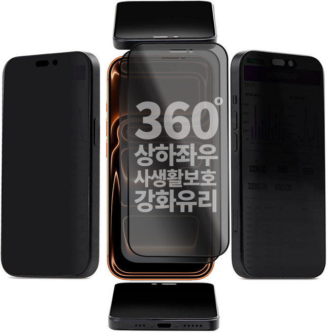 넥스트모바일 아이폰 17 프로 프로맥스 에어 360도 전방향 사생활보호 풀커버 강화유리 액정보호필름, 2개