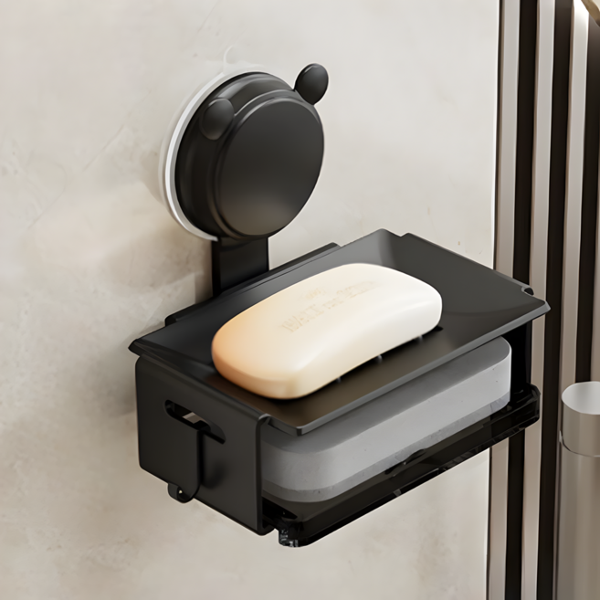 비브온 무타공 욕실 세면대 비누 받침대, 1개, 블랙