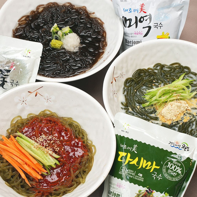 16kcal 식사대용 다이어트 국수 해조미 미역국수+소스 외 톳/단호박/양배추, 10개, 180g, 미역국수5팩+다시마국수5팩+비빔소스(60g) 5팩