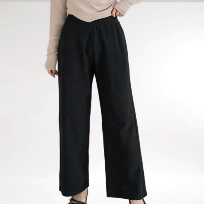 MU랑 여성 와이드 일자 슬랙스 와이드팬츠 스판 밴딩 바지
